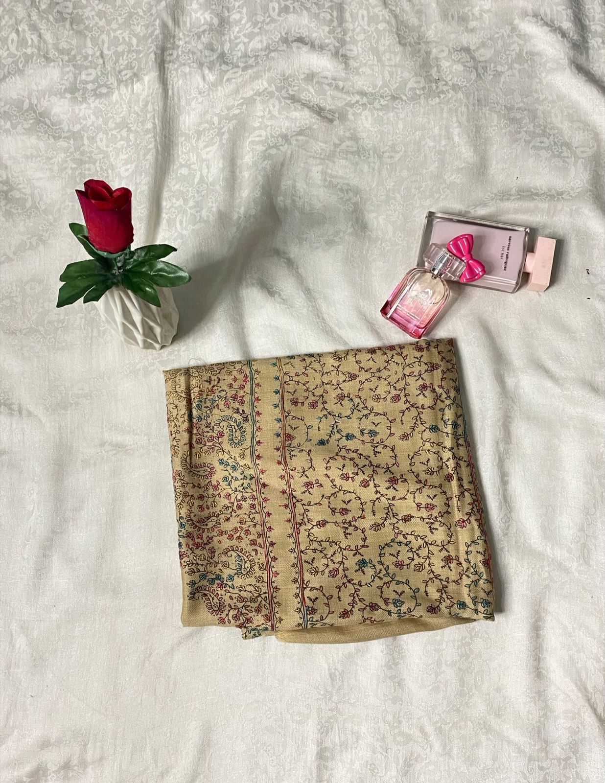 Embroidered Pashmina Shawls ( Beige )